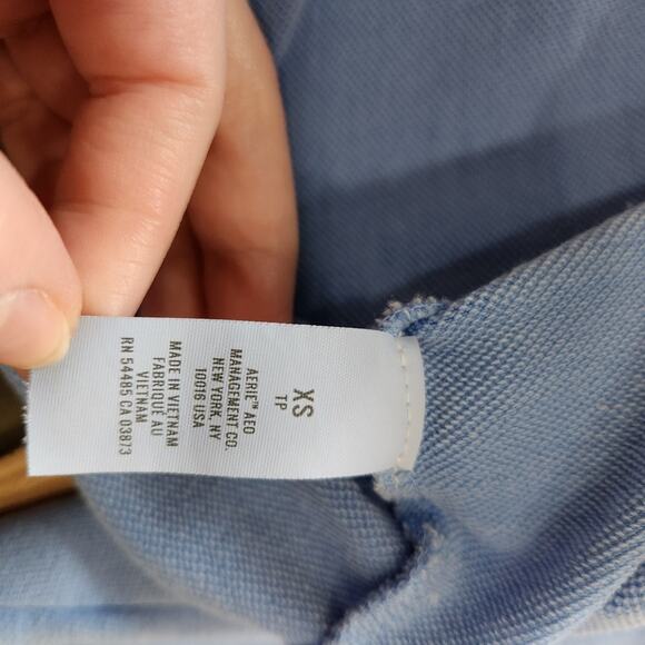 Aerie Light Blue Long Sleeve Cropped Knot Front Sweater Top Size XS - Picture 7 of 8